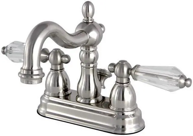 Main image of Kingston Brass KS1608WLL 4 in. Centerset Lavatory Faucet with Brass Pop-Up & Metal Lever Handle Satin Nickel