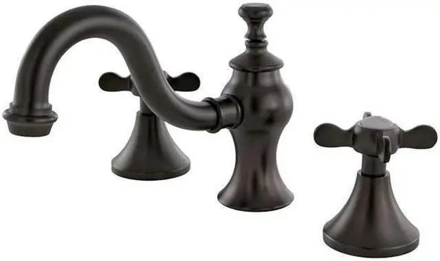 Main image of Kingston Brass KC7165BEX Widespread Lavatory Faucet with Cross Handle & Brass Pop-Up, Oil Rubbed Bronze