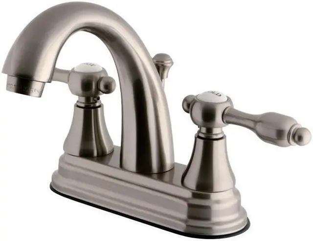 Main image of Kingston Brass KS7618TAL 4 in. Centerset Lavatory Faucet with Metal Pop-Up Drain Assembly, Satin Nickel