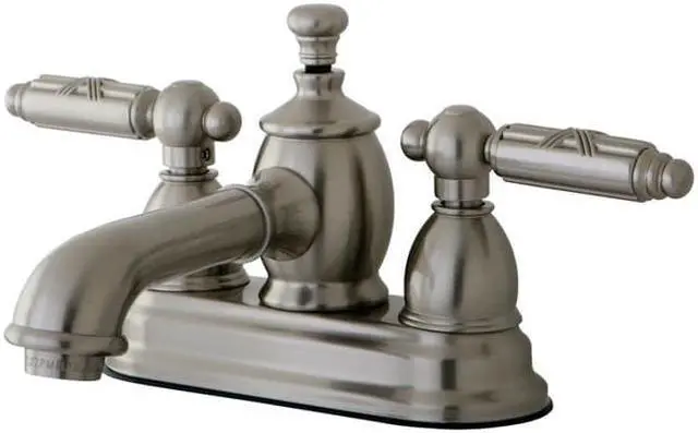Main image of Kingston Brass KS7008GL 4 in. Georgian Centerset Lavatory Faucet with Brass Pop-Up & Metal Lever Handle Satin Nickel