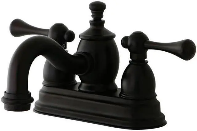 Main image of Kingston Brass KS7105BL 4 in. Vintage Centerset Lavatory Faucet with Brass Pop-Up & Metal Lever Handle Oil Rubbed Bronze