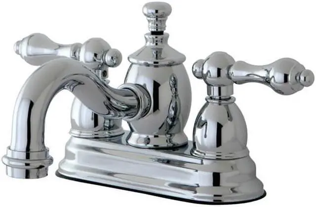 Main image of Kingston Brass KS7101AL 4 in. English Country Centerset Lavatory Faucet with Brass Pop-Up with Metal Lever Handle, Polished Chrome