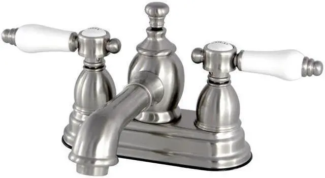 Main image of Kingston Brass KS7008BPL 4 in. Centerset Lavatory Faucet with Brass Pop-Up, Satin Nickel