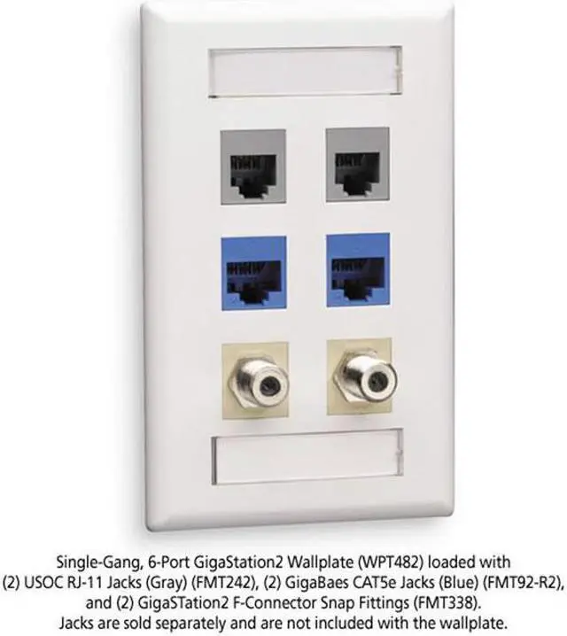 Alt view image 2 of 4 - Black Box GigaStation2 6 Socket Network Faceplate