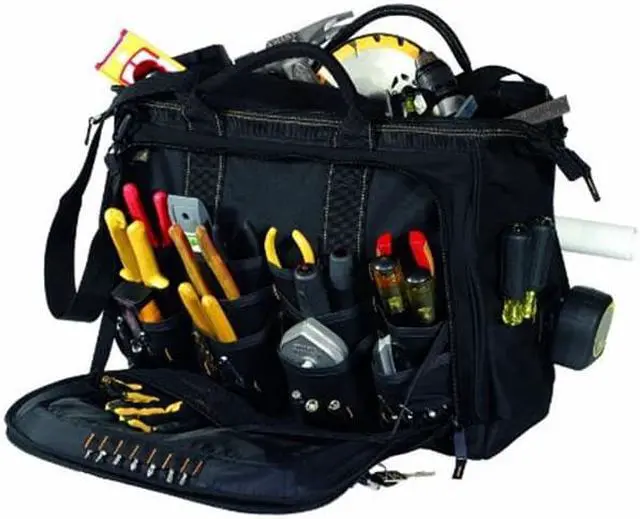 Alt view image 7 of 17 - CLC 1539 Tool Bag, Polyester, 52 Pockets, Tan/Black