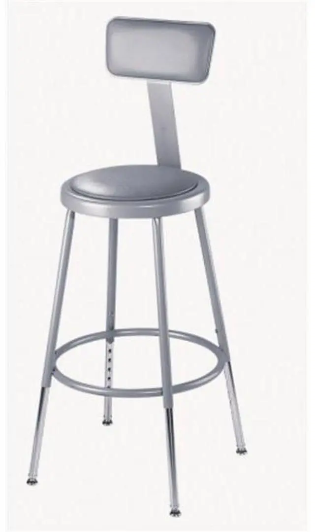 Alt view image 2 of 3 - NPS 6418HB 6400 Series Height Adjustable Heavy Duty Padded Stool with Backrest - Supports Up to 300 lb - 19" to 27" Seat Height - Gray