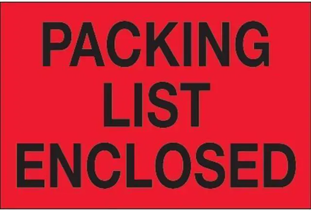 Main image of Tape Logic DL1202 2 x 3 in. - Packing List Enclosed Fluorescent Red Labels - Roll of 500