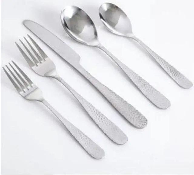 Main image of Gibson 109532.46 Hammered 46-Piece Stainless Steel Flatware Set