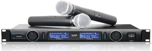 Alt view image 3 of 3 - Technical Pro WM1302 Dual Wireless Microphone System UHF with Two Deluxe Mics