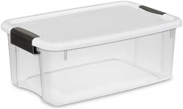 Alt view image 3 of 12 - STERILITE 19849806 Clear/White Storage Tote 18 1/8 in x 12 1/4 in x 7 in H, 1 PK