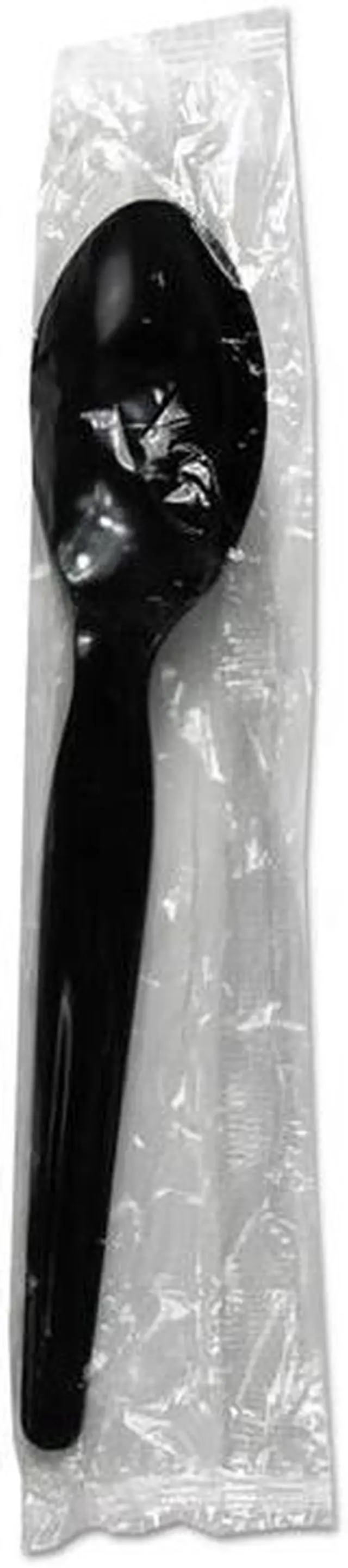 Main image of Boardwalk TSHWPSBIW Heavyweight Wrapped Polypropylene Cutlery Teaspoon - Black