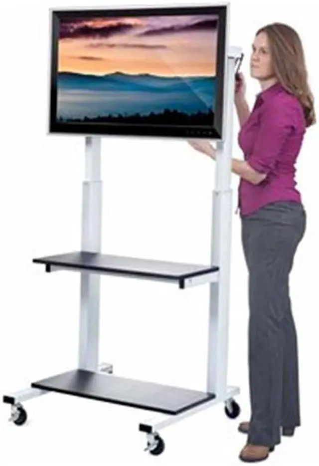 Alt view image 18 of 20 - Luxor Home Office Crank Adjustable Flat Panel CLCD LCD TV Cart