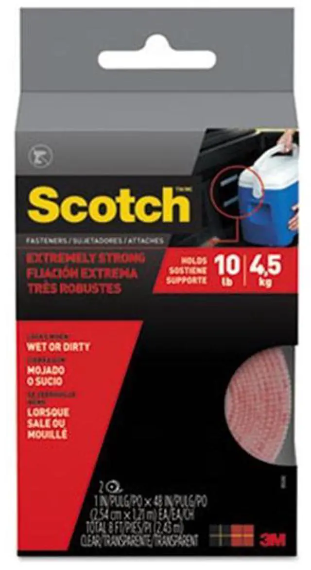 Alt view image 3 of 15 - Scotch Extreme Fasteners, 1" X 4 Ft, Clear, 2/Pack RF6740