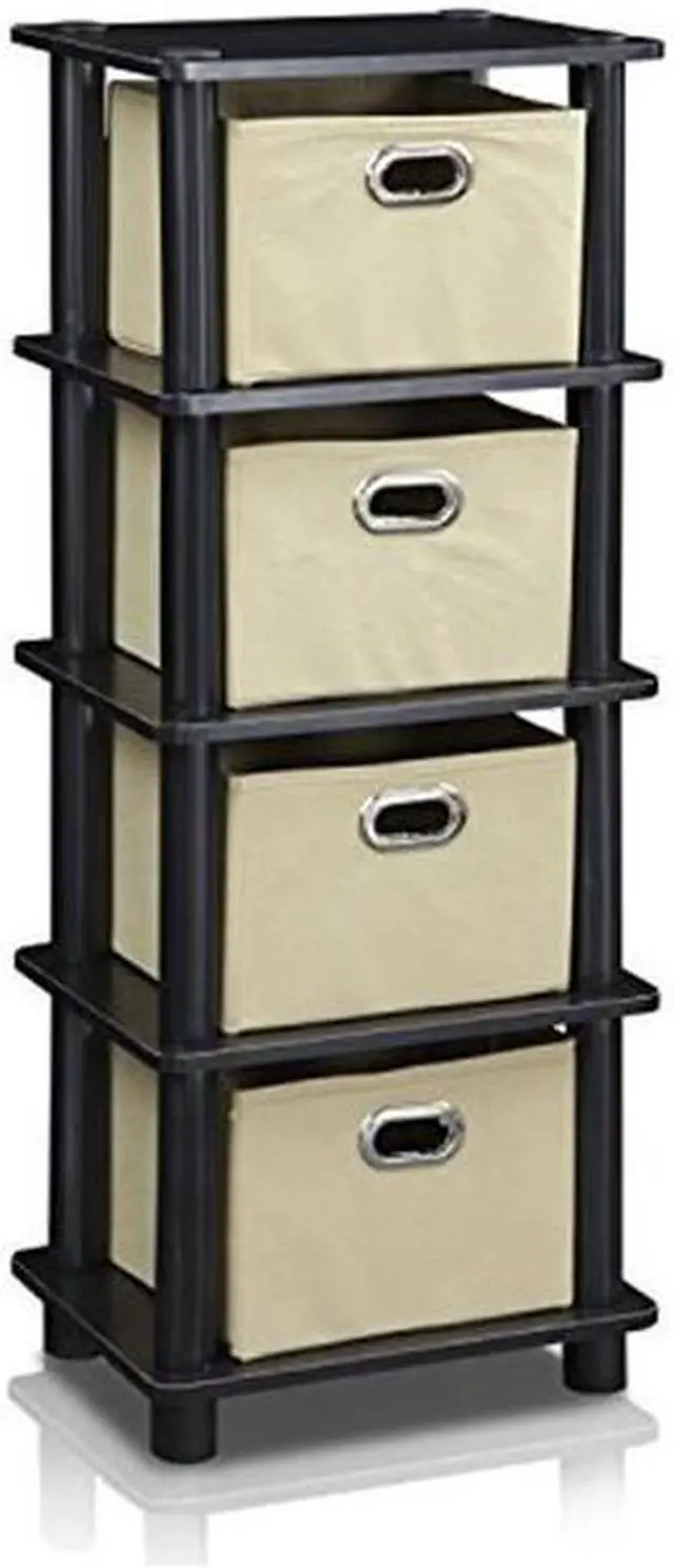 Alt view image 2 of 10 - Furinno 99150KO/BK/LB LACi 4-Bins System Rack, Oak