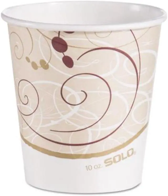 Alt view image 3 of 5 - SOLO Cup Company 510SM Paper Hot Cups In Symphony Design, 10 Oz, Beige/White/Red, 1000/Carton
