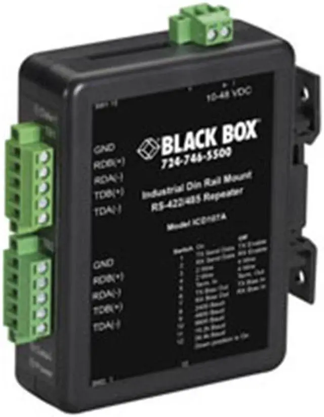 Main image of Black Box ICD107A Box Rs-422/Rs-485 Industrial Din Rail Repeater