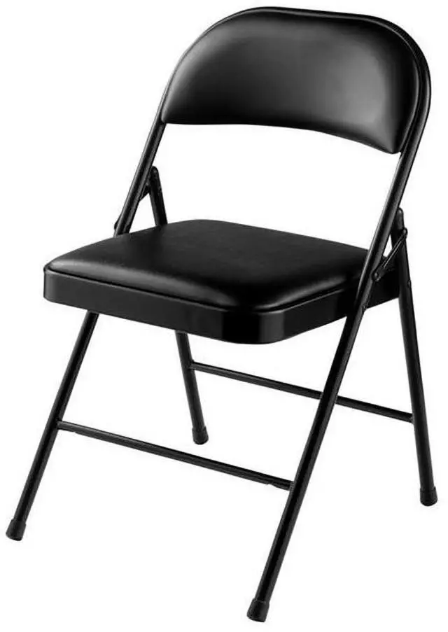 Alt view image 2 of 10 - NPS 950 Vinyl Padded Steel Folding Chair - Supports Up to 250 lb - 17.75" Seat Height, Black - 4/Carton
