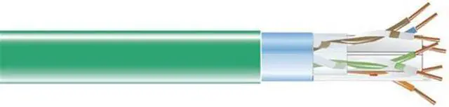 Main image of Black Box EVNSL0617A-1000 CAT6 400-MHz Solid Bulk Cable - Shielded, Plenum, Green, 1000 ft. Spool