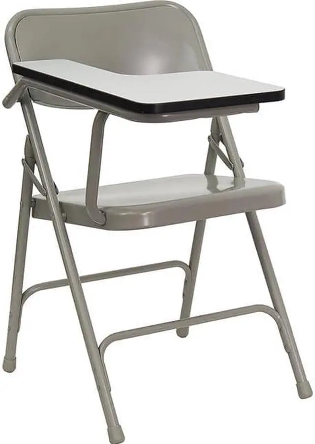 Alt view image 8 of 15 - Flash Furniture HF-309AST-RT-GG Premium Steel Folding Chair with Right Handed Tablet Arm, Beige/Gray