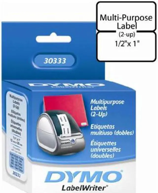 Alt view image 2 of 2 - DYMO LabelWriter MultiPurpose - 2-up permanent adhesive labels - black on white - 0.5 in x 1 in 1000 label(s) ( 1 roll(s) x 1000 ) - for DYMO Desktop Mailing Solution Twin Turbo LabelWriter & Scale, D