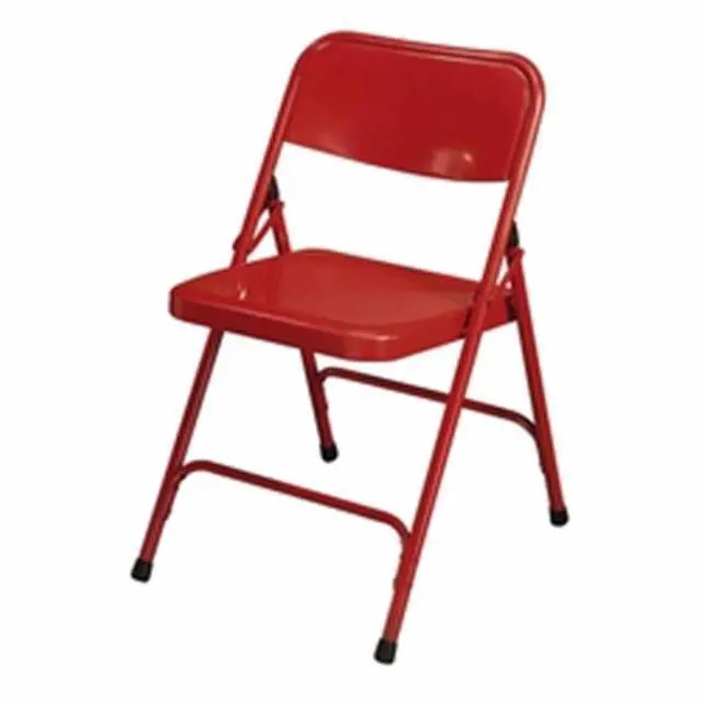 Alt view image 3 of 4 - NPS 240 Premium All-Steel Double Hinge Folding Chair - Supports Up to 500 lb, 17.25" Seat Height - Red - 4/Carton