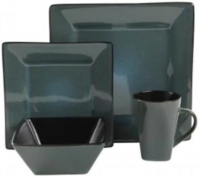 Alt view image 5 of 5 - Gibson Home Elite Kiesling Square 16 Piece Dinnerware Set - Blue