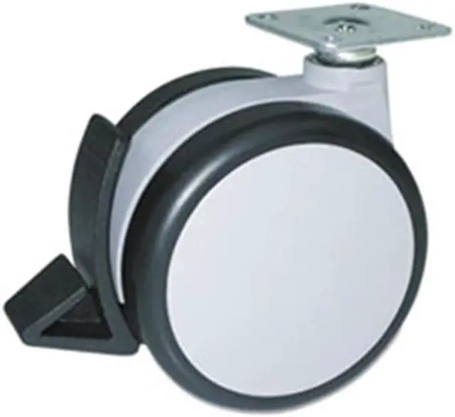 Alt view image 3 of 5 - Master Caster 71444 Gemini Heavy-Duty Twin Wheel Hard Floor Casters With Brake, J Plate, Gray, 4/Set