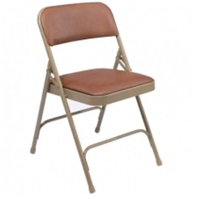Alt view image 3 of 10 - NPS 1203  Vinyl Dual-Hinge Folding Chair - Supports Up to 500 lb - Honey Brown Seat - Honey Brown Back, Beige Base - 4/Carton