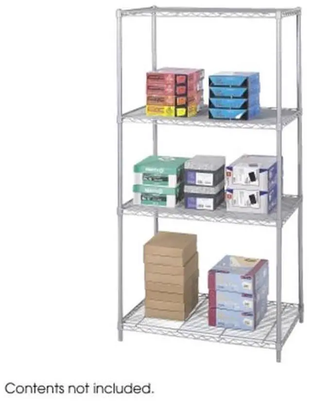Alt view image 3 of 6 - Safco 5288GR Industrial Wire Shelving - Four-Shelf - 36w x 24d x 72h - Metallic Gray
