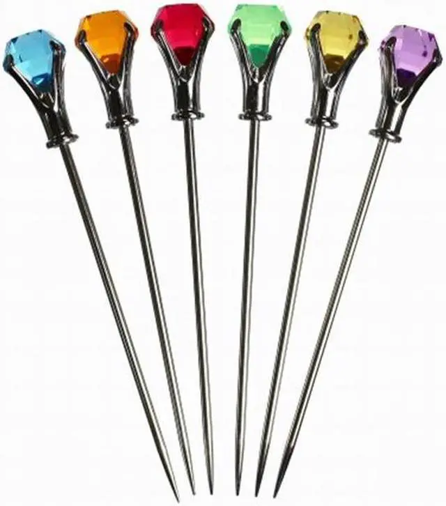Alt view image 2 of 9 - Prodyne DM6C Colorful Diamond Head Martini Picks Set Of 6