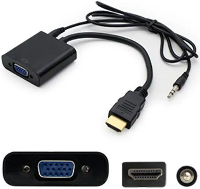 Alt view image 4 of 9 - Addon Hdmi Male To Vga Female Black Adapter Cable With 3.5Mm Audio And Micro Usb Ports