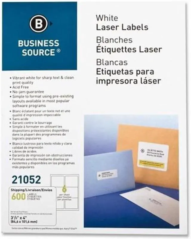 Alt view image 2 of 3 - Mailing Labels Laser/Inkjet 3-1/3"x4" 3000/CT White