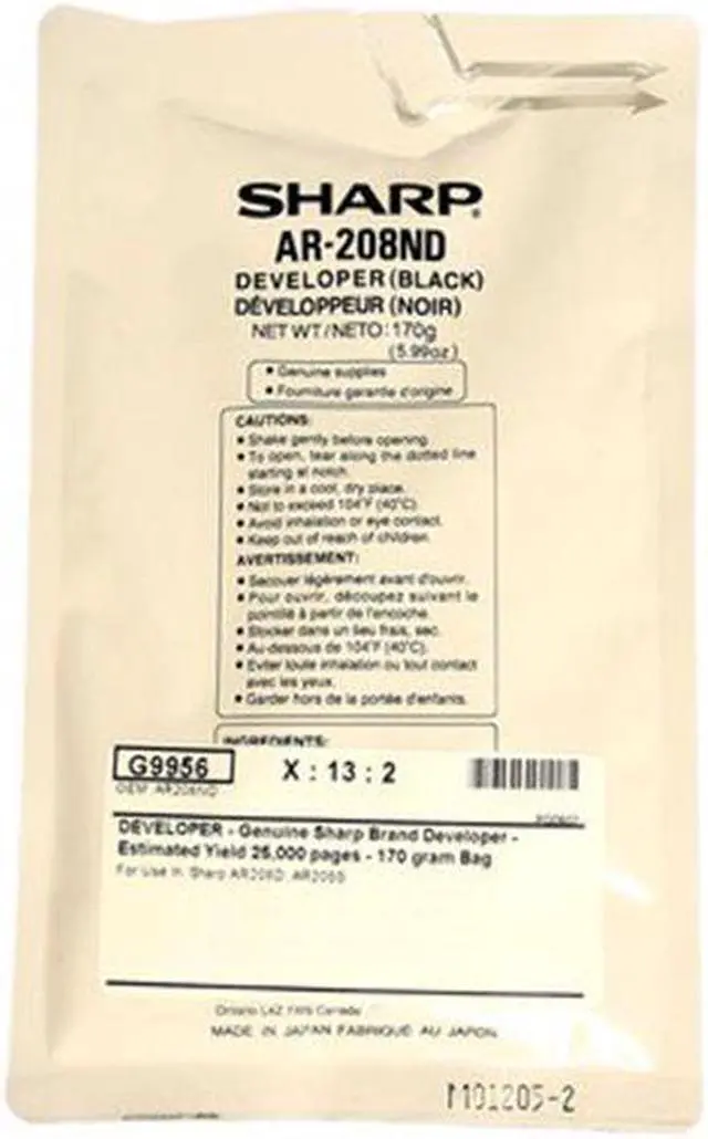 Alt view image 3 of 4 - Sharp AR208ND OEM Developer Yields 25,000 Pages