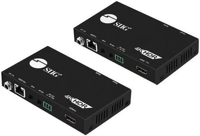 Main image of SIIG CE-H23311-S1 4K HDR HDMI 2.0 Extender Over Single Cat5e & Cat6e with RS-232 & IR - 100 m