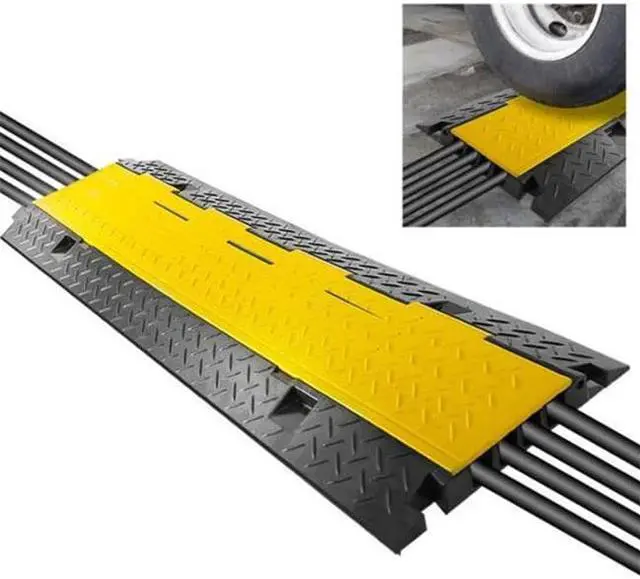 Alt view image 2 of 3 - Pyle PCBLCO108 Cable Protector Cover Ramp - Cord/Wire Safety Concealment Track with Flip-Open Access Lid (Four Channel Extra Wide Style)