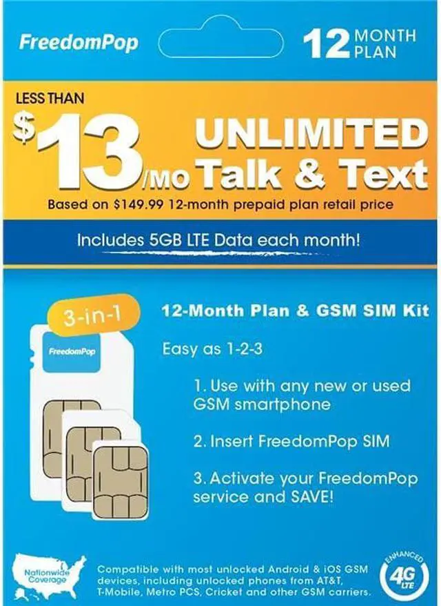 Alt view image 3 of 4 - SIM Kit w/ Unlimited Talk, Text, & 5GB/mo for 1 Year