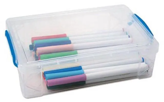 Alt view image 2 of 14 - Advantus 37539 Super Stacker Large Pencil Box, 9 X 5 1/2 X 2 5/8, Clear