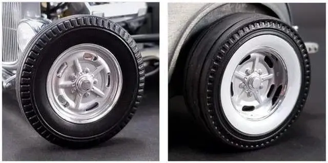 Alt view image 2 of 5 - Chrome Salt Flat Wheel and Tire Set of 4 pieces from "1932 Ford 5 Window Hot Rod" 1/18 by Acme 1/18 by Acme