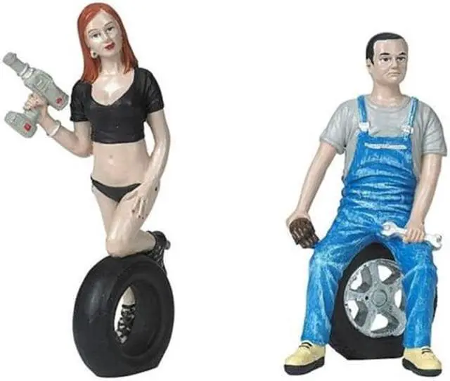 Alt view image 2 of 7 - Michele and Derek Tire Brigade 2 piece Figurine Set 1/18 by Motorhead Miniatures