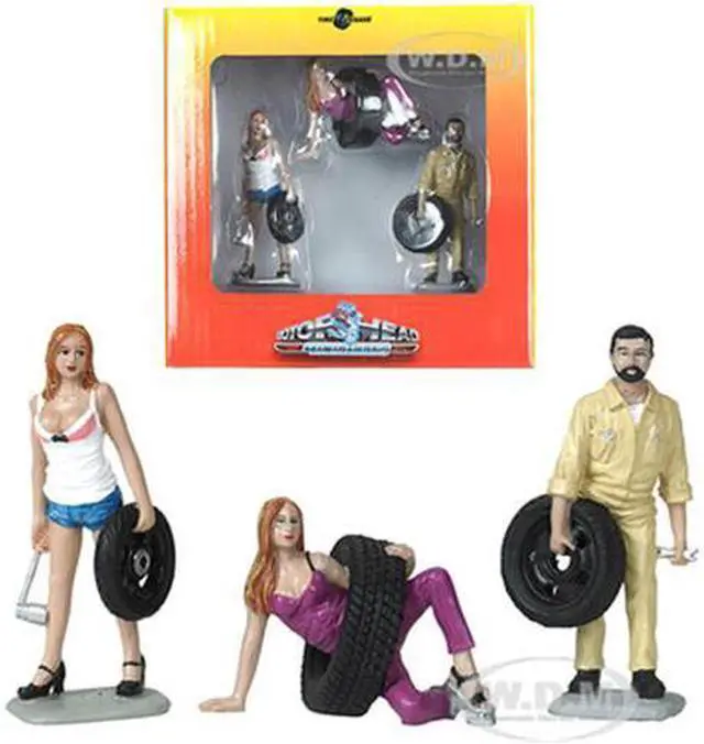 Alt view image 2 of 7 - Val, Meg and Gary Tire Brigade 3 piece Figurine Set 1/24 by Motorhead Miniatures