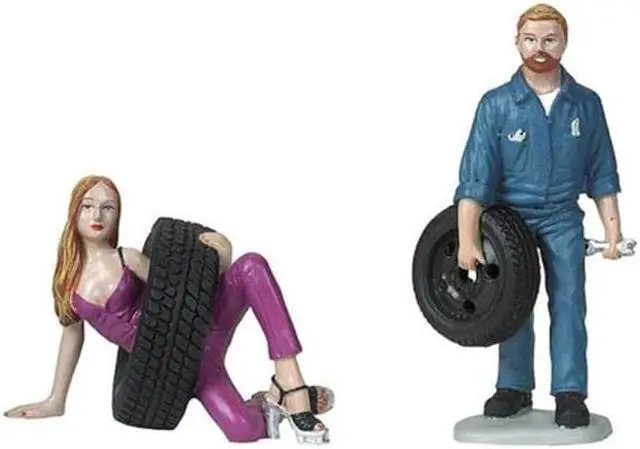 Alt view image 2 of 7 - Val and Gary Tire Brigade 2 piece Figurine Set 1/18 by Motorhead Miniatures