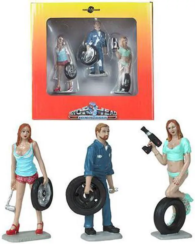 Alt view image 2 of 7 - Michelle, Meg and Gary Tire Brigade 3 piece Figurine Set 1/24 by Motorhead Miniatures