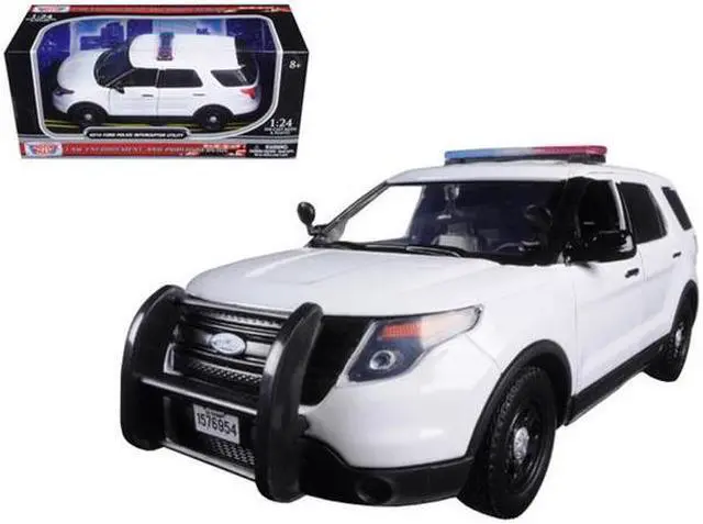 Main image of Motormax 76959 2015 Ford Interceptor Unmarked Police Car with Light Bar White 1-24 Diecast Model Car