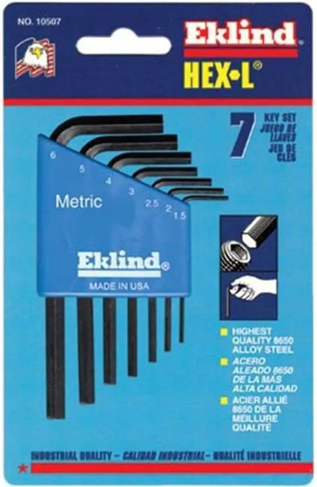 Alt view image 7 of 9 - Eklind Tool 269-10507 7Pc. Metric L-Wrench Hexkey Set Short Arm