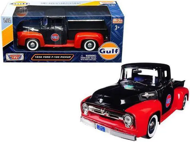 Alt view image 2 of 4 - 1956 Ford F-100 Pickup Truck "Gulf" Dark Blue and Red 1/24 Diecast Model Car by Motormax