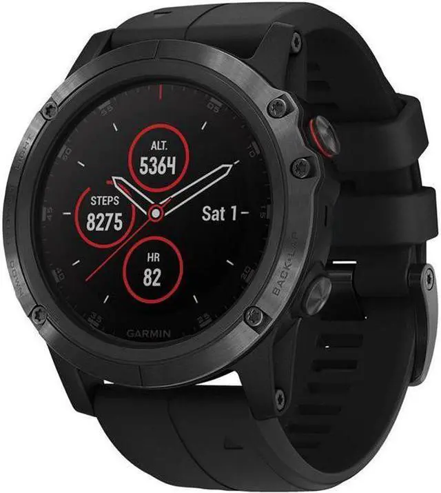 Alt view image 9 of 20 - Garmin fenix 5X Plus Sapphire Black with Black Band 5X Plus Sapphire Black with Black Band