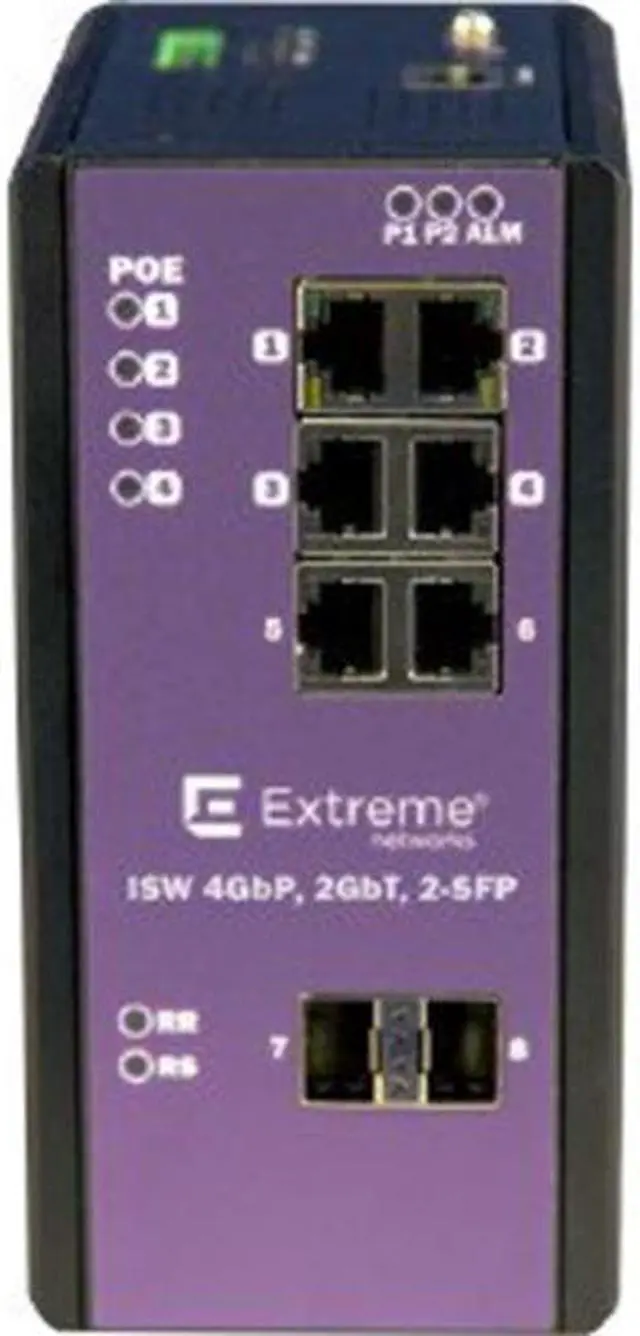 Main image of Extreme Networks 16803 Extremeswitching Industrial Ethernet Switches Isw 4Gbp, 2Gbt, 2-Sfp - Switch - Managed - 4 X 10/100/1000 (Poe+) + 2 X Sfp + 2 X 10/100/1000 - Din Rail Mountable, Wall-Mountable