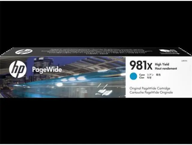 Alt view image 2 of 20 - HP 981X High Yield Cyan Original PageWide Cartridge, ~10,000 pages, L0R09A
