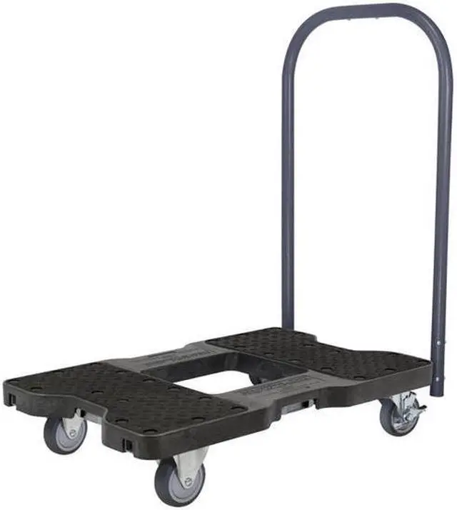 Alt view image 3 of 9 - Snap-Loc 1200 Lb Professional E-Track Push Cart Dolly Black, Safely Moves More In Less Time With Easy Rolling Casters, Removeable Push Bar And Optional E-Strap Safety Attachment! SL1200P4TB