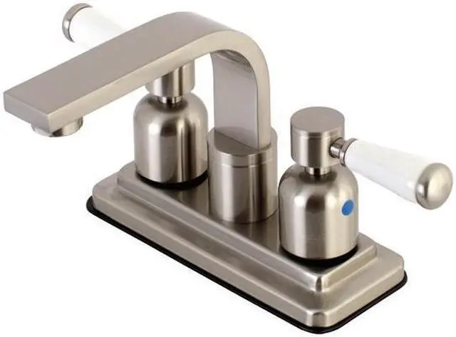 Main image of Kingston Brass KB8468DPL 4 in. Paris Centerset Lavatory Faucet, Brushed Nickel